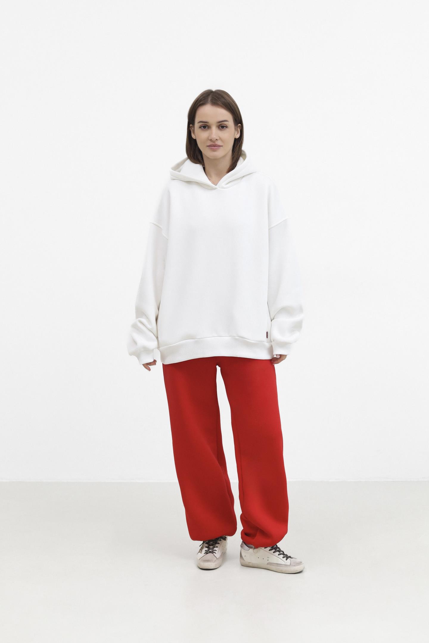 Утеплене бавовняне худі oversize Білий
