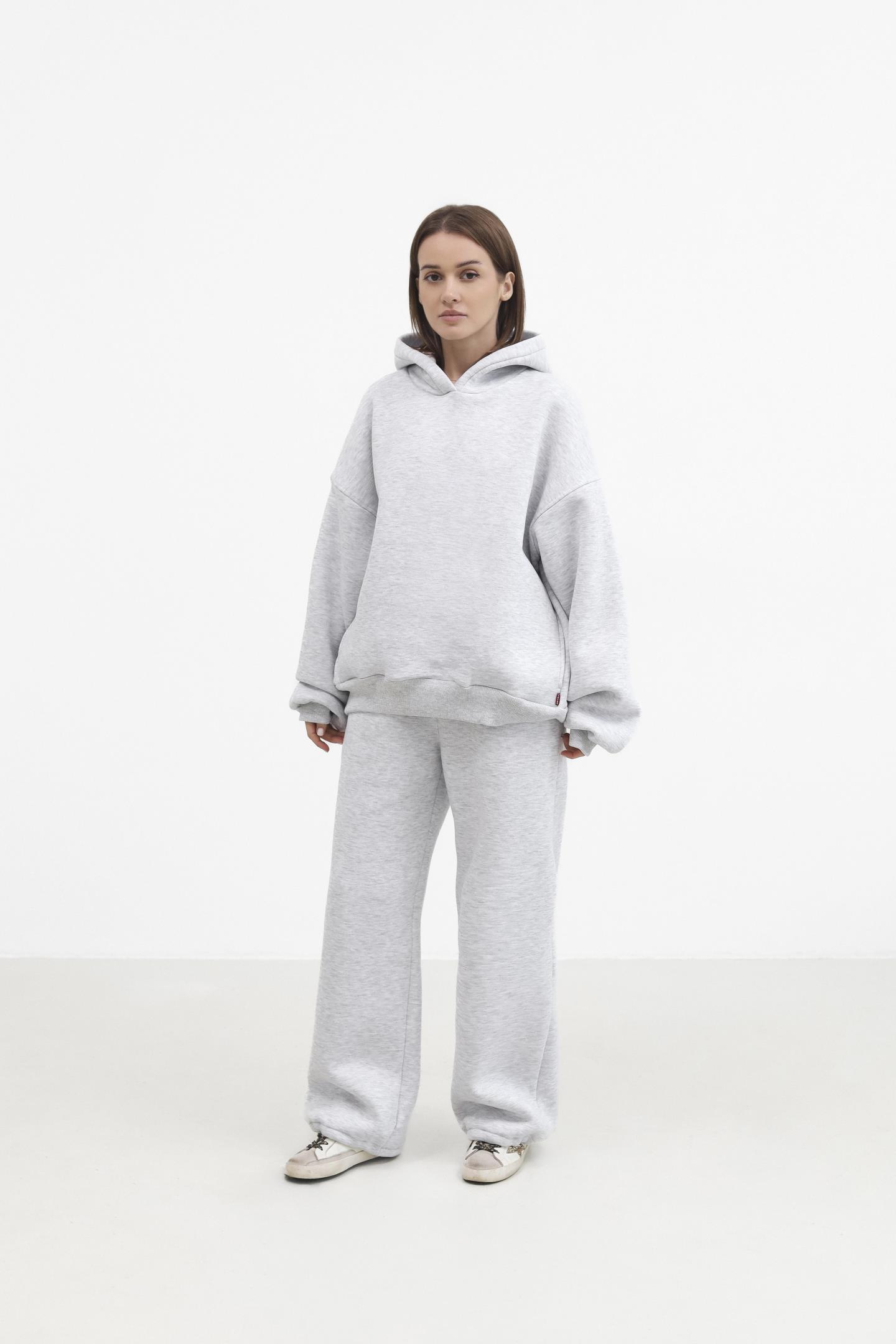 Утеплене бавовняне худі oversize Меланж