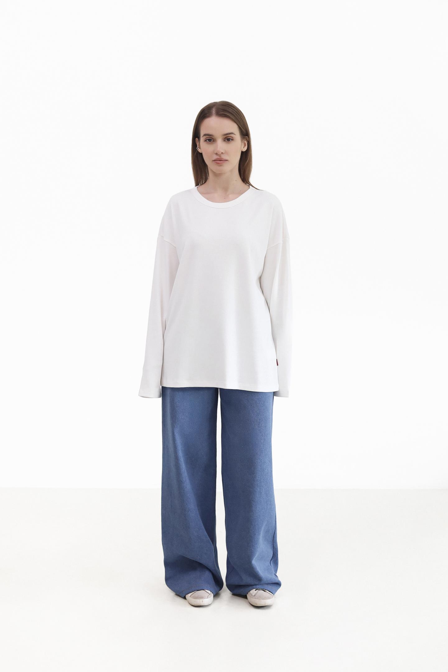 Бавовняний лонгслів oversize Молоко