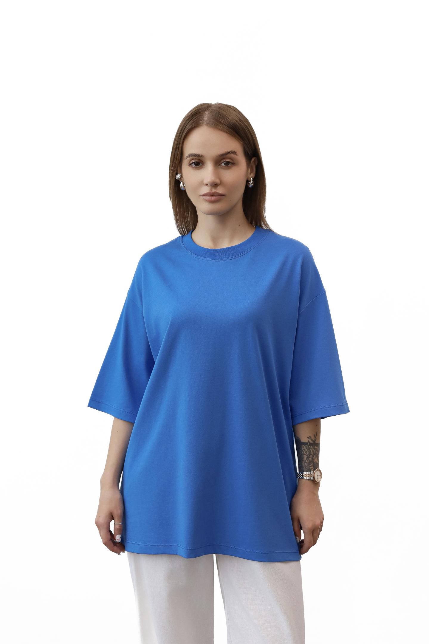 Футболка oversize вільного крою Васильковий