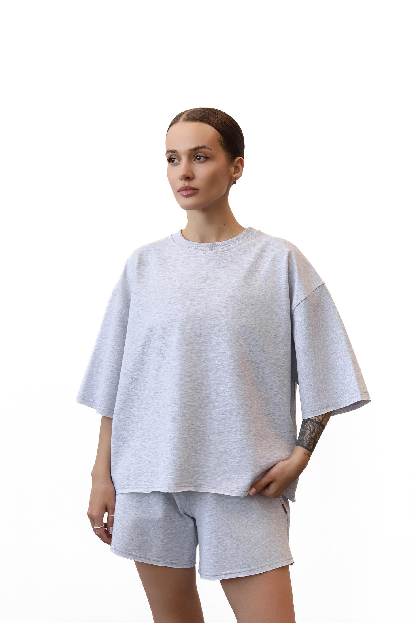 Футболка oversize з рубчиковою вставкою Меланж