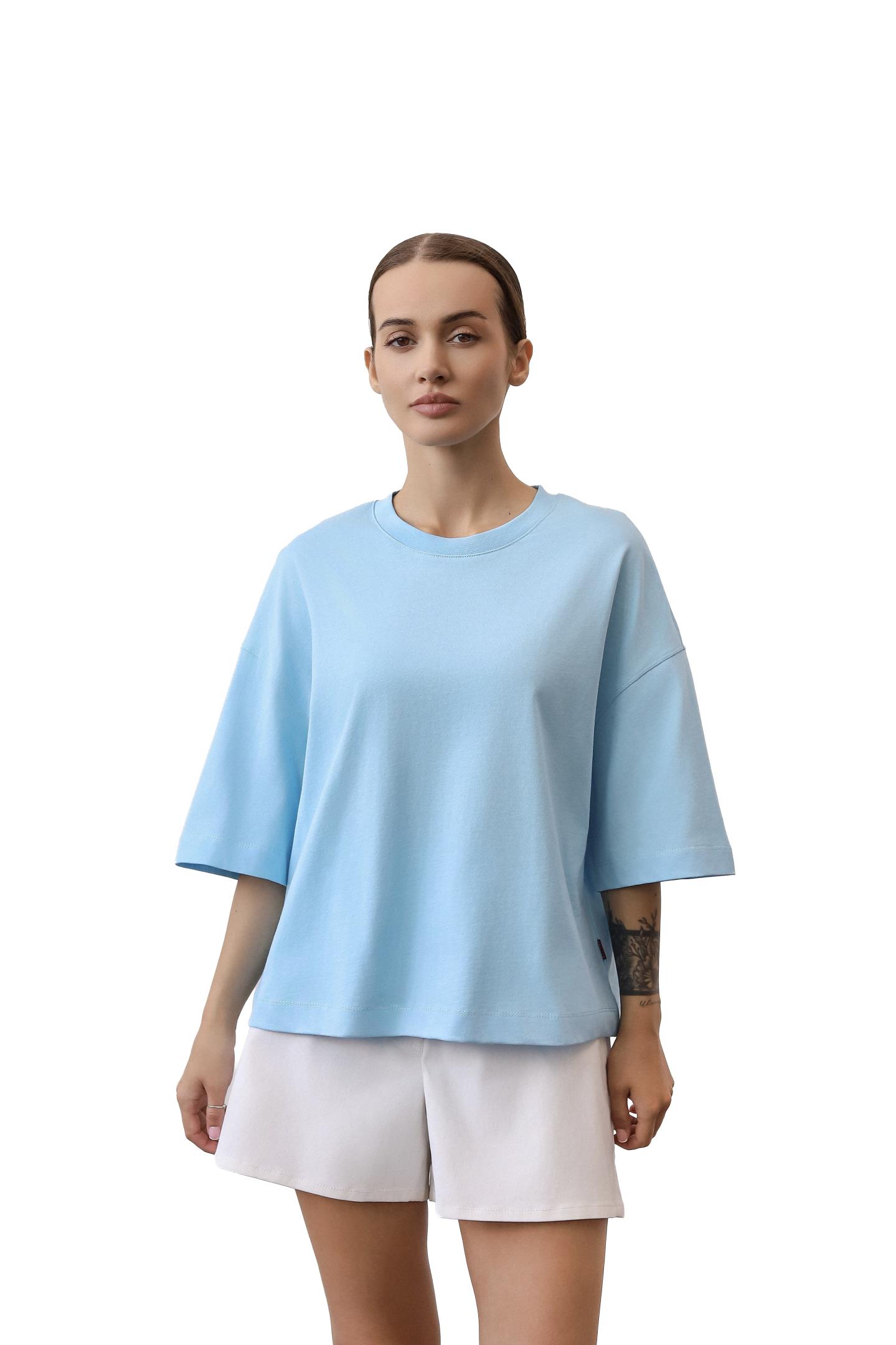 Футболка oversize з акцентним швом Небесний