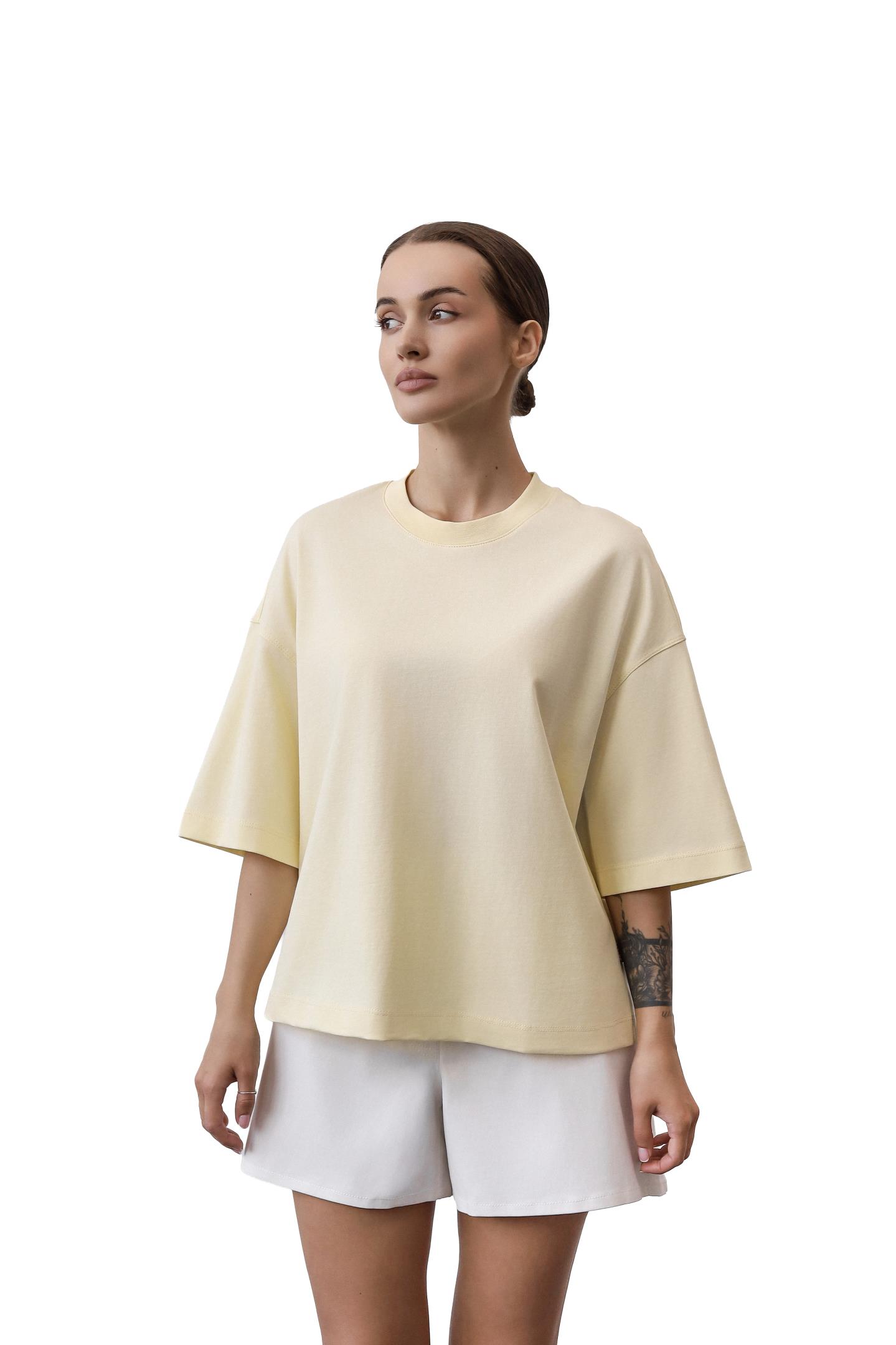 Футболка oversize з акцентним швом Жовтий